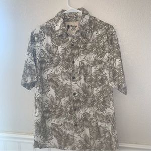 Vintage silk short sleeve button down linen/rayon,Hawaii style casual shirt